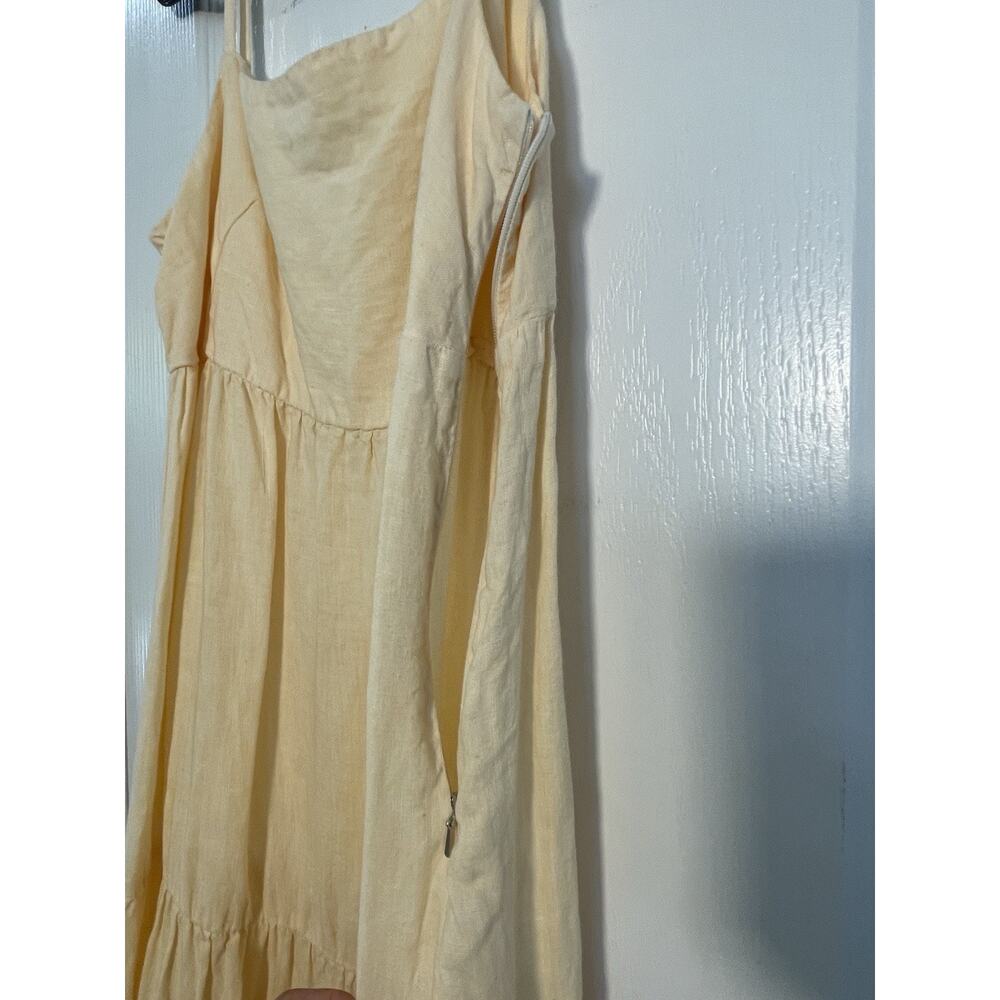 Haris Cotton Linen Dress Size S Yellow Spaghetti Strap Embroidered Sun Dress - Picture 2 of 5